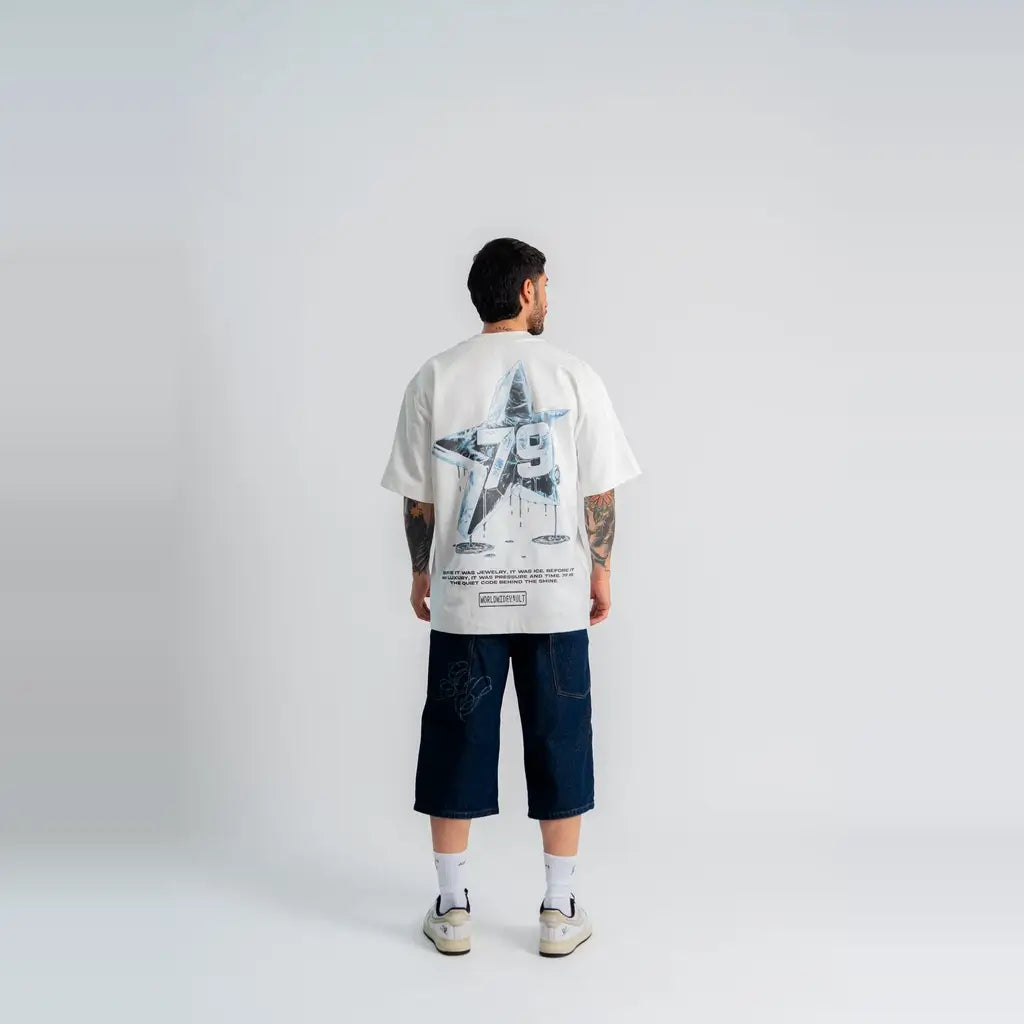 AURUM GEMS & STONES ICED STAR CAMISETA OVERSIZED BLANCA