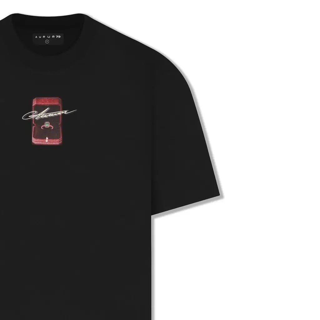 AURUM GEMS & STONES REDBOX CAMISETA SEMI OVERSIZED NEGRA
