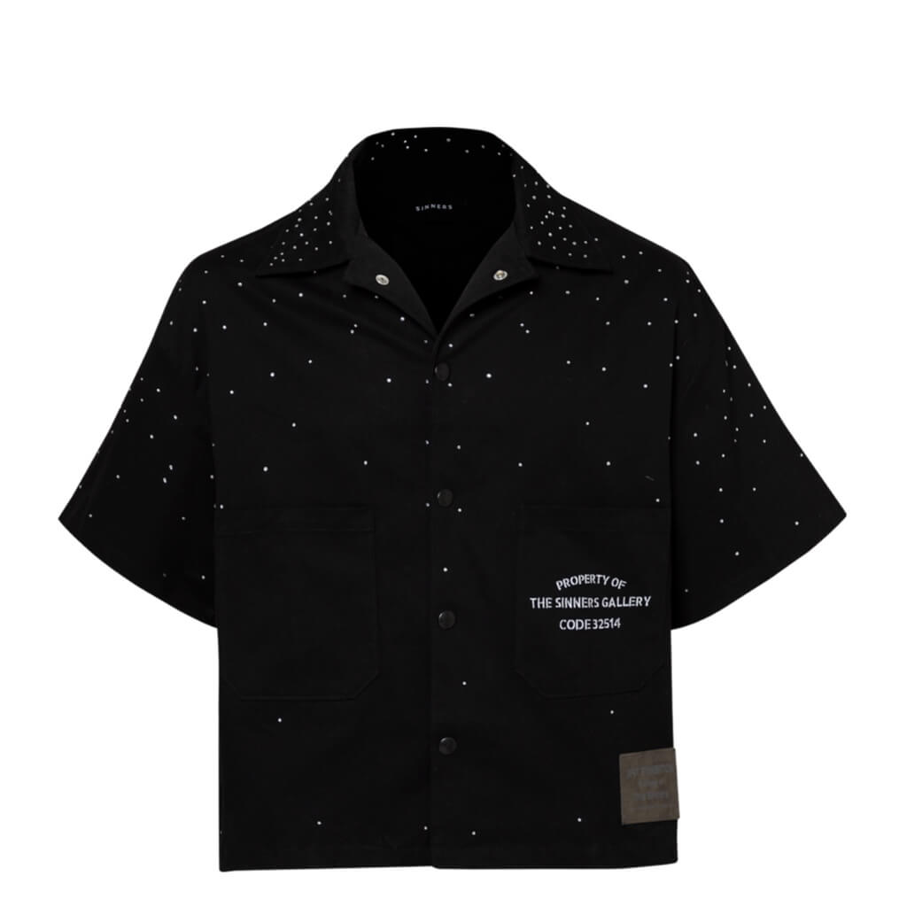 SINNERS LA NOCHE CAMISA DE BOTONES NEGRA
