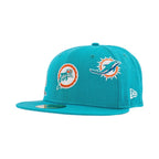 NEW ERA X JUST DON 59FIFTY NFL MIAMI DOLPHINS GORRA CERRADA AZUL DE LADO