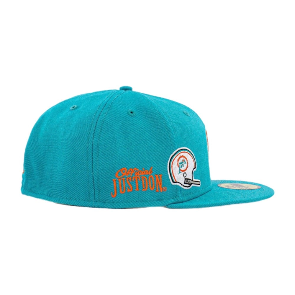 NEW ERA X JUST DON 59FIFTY NFL MIAMI DOLPHINS BLUE CLOSED CAP 