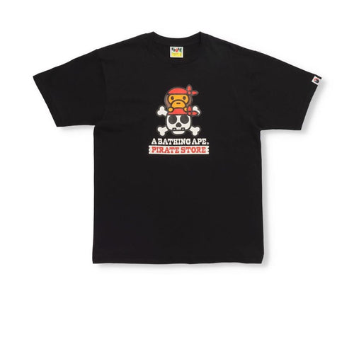 BAPE MILO & BONE PIRATE CAMISETA NEGRA FRENTE