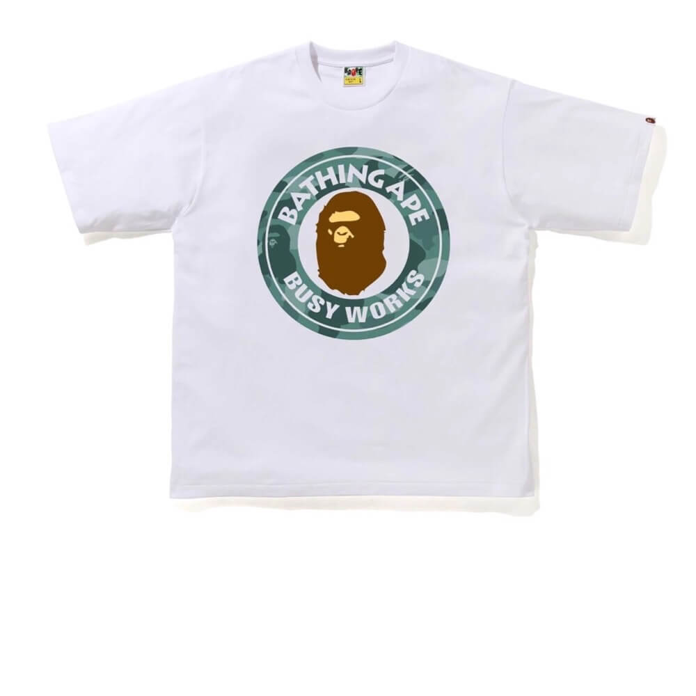 BAPE COLOR CAMO VERDE BUSY WORKS CAMISETA BLANCA