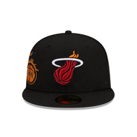 NEW ERA 59FIFTY NBA MIAMI HEAT BACK HALF BLACK CLOSED CAP 